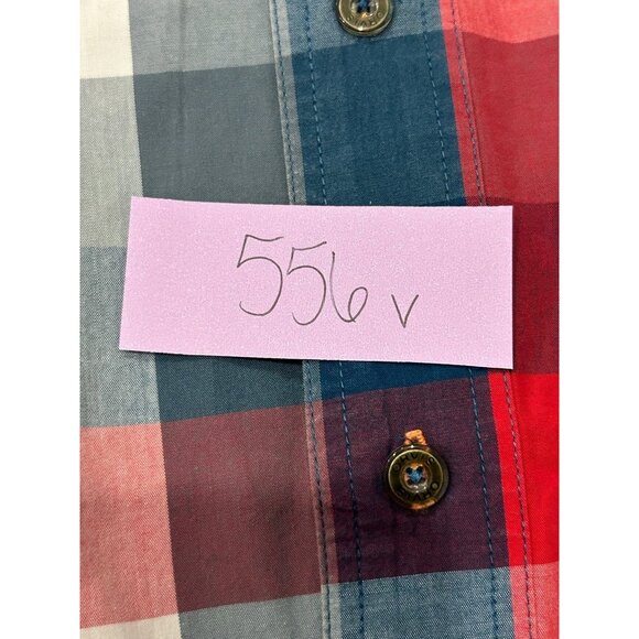 Orvis Short Sleeve Plaid Button Up Shirt Red Blue Sz XXL Cotton Classic Preppy - Picture 10 of 11
